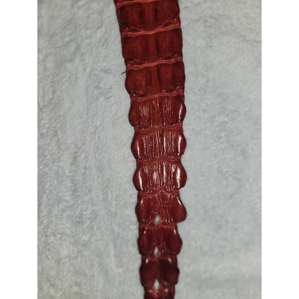 Vintage Caiman Hornback Belt Exotic Western Leather Taxidermy Red Alligatoridae - Picture 8 of 16